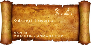 Kubinyi Levente névjegykártya